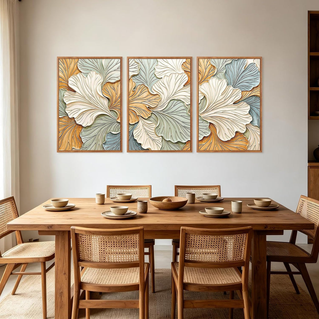 Earth Tone 3D Botanical Wall Art Framed Canvas for Living Room – image 4