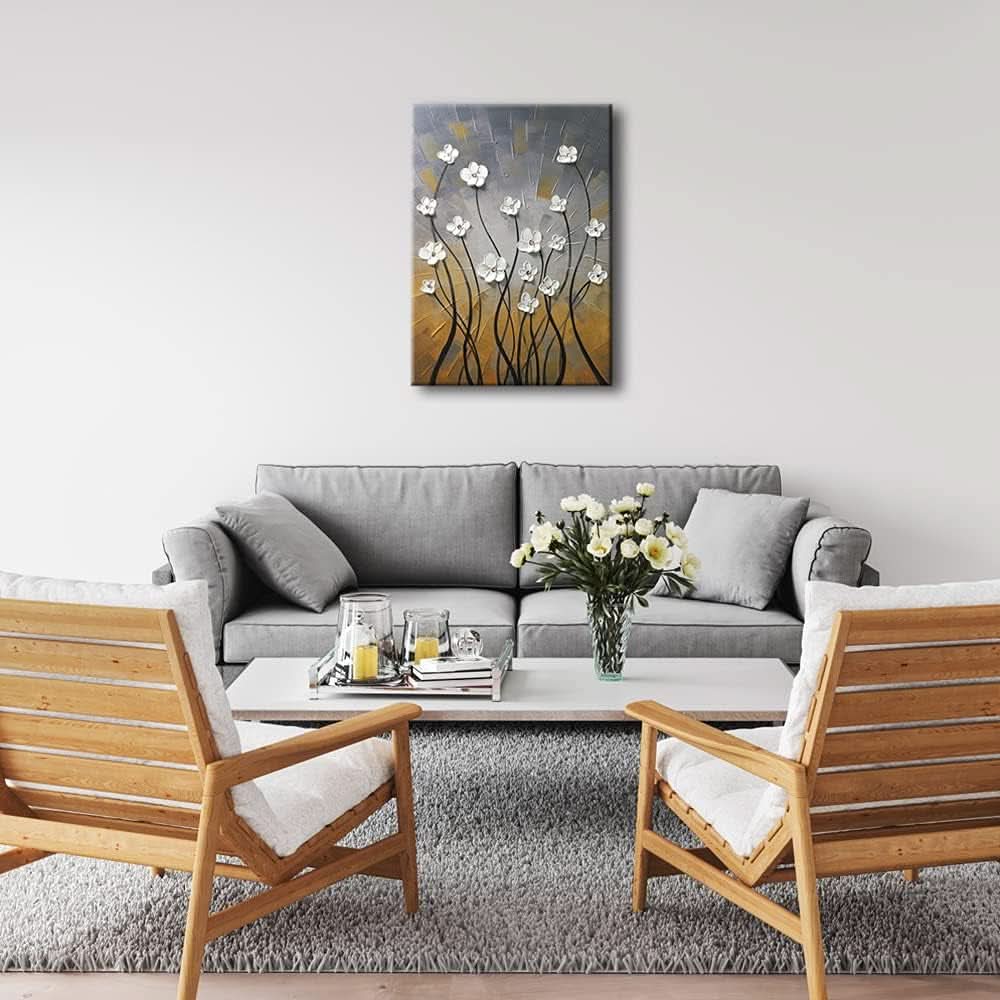 Floral Wall Art Extra Large Hand-Painted Canvas for Living Room – image 4