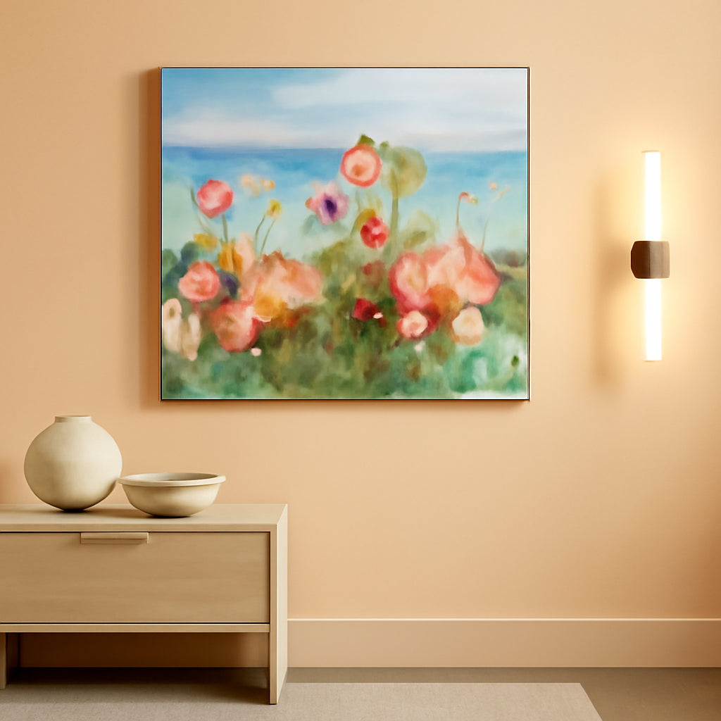 Poppies Floral Wall Art 36x24 Colorful Canvas for Living Room – main view