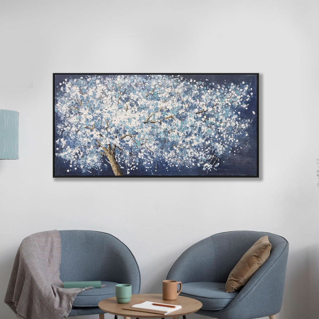 Abstract Wall Art 20x40 White Blue Canvas for Living Room – image 5