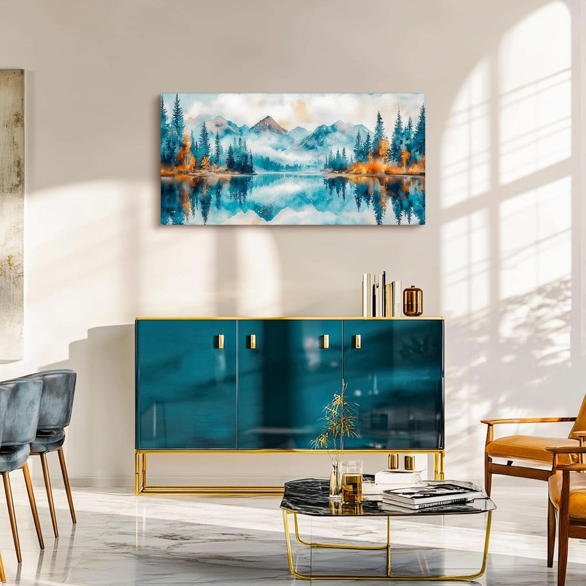 Forest Landscape Wall Art 20x40 Blue Canvas for Living Room – image 3