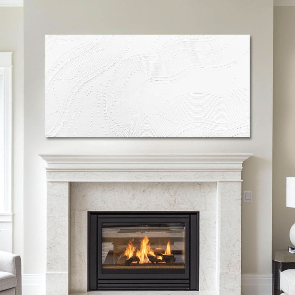 Textured Abstract Wall Art 24x48 Hand-Painted White Canvas – image 5