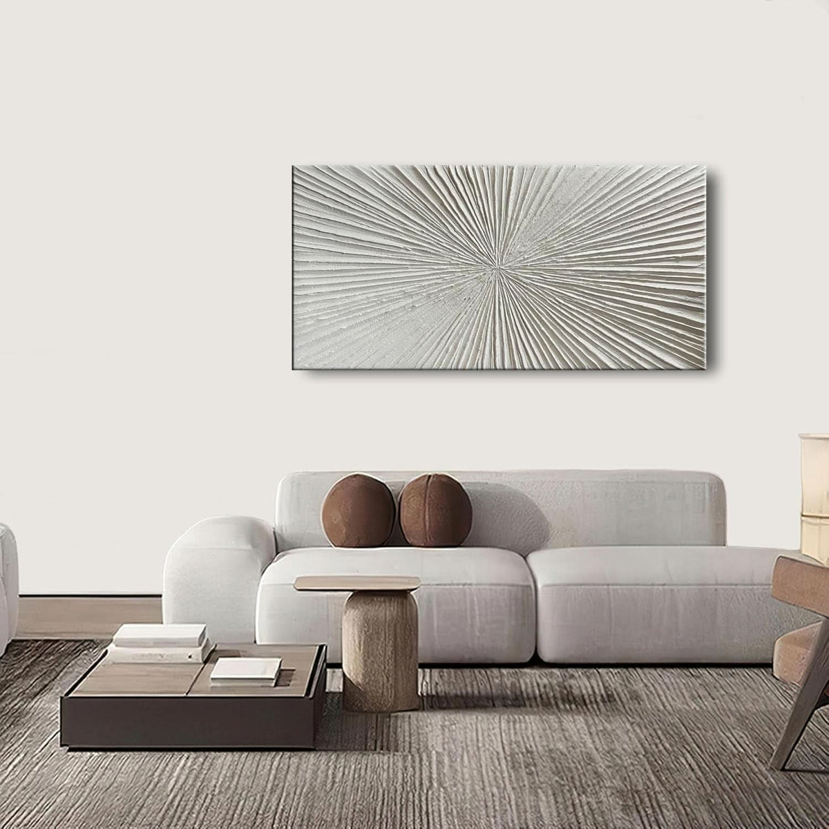 Abstract Wall Art 24x48 Hand-Painted Framed White for Living Room – image 5