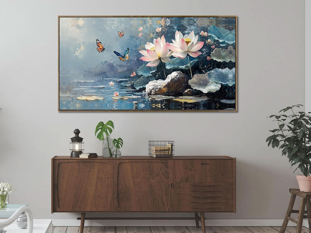 Lotus Floral Wall Art 40x20 Framed Canvas for Living Room – image 6