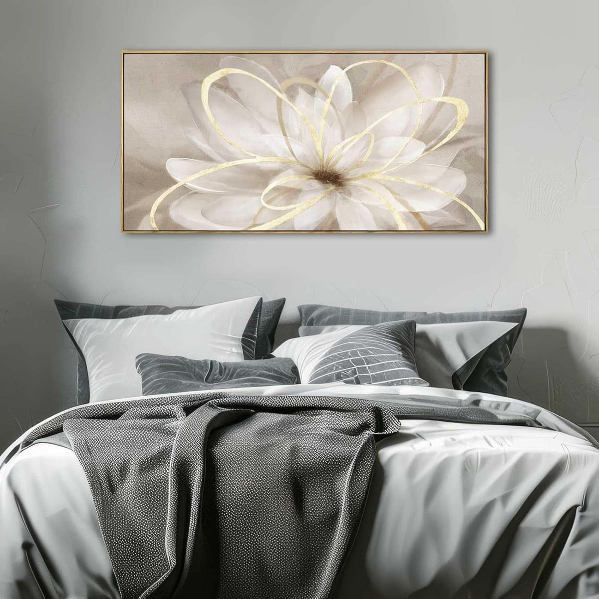 Metallic Abstract Wall Art 20x40 Framed Gold Canvas – image 3