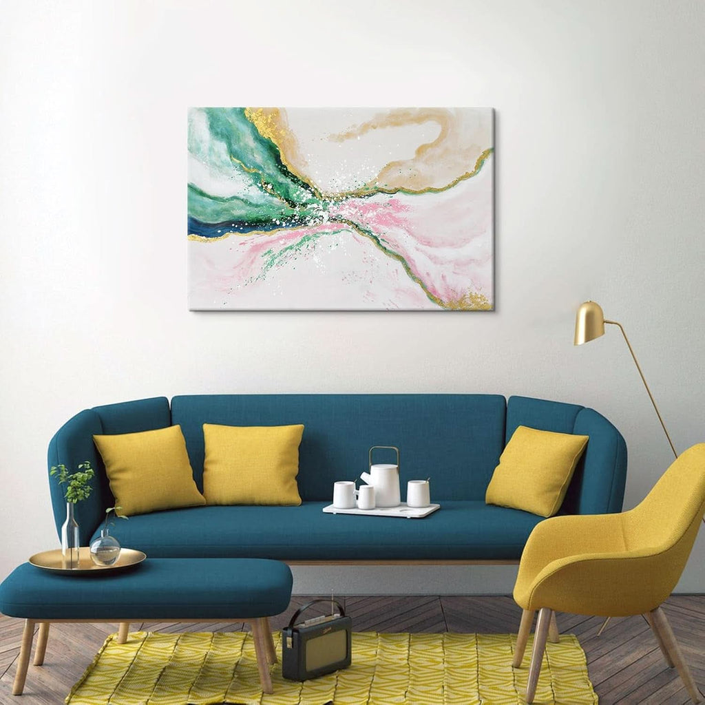 Emerald-Green Abstract Wall Art 36x24 Hand-Painted Green Canvas – image 9