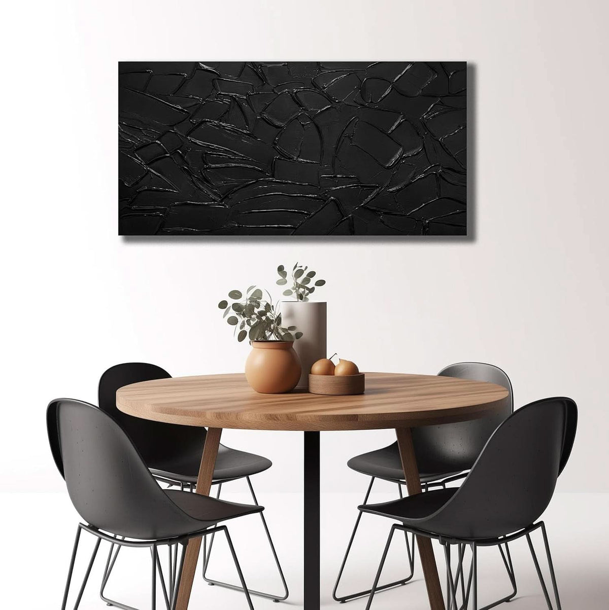 Textured Wall Art 40x20 Hand-Painted Black for Living Room – image 6