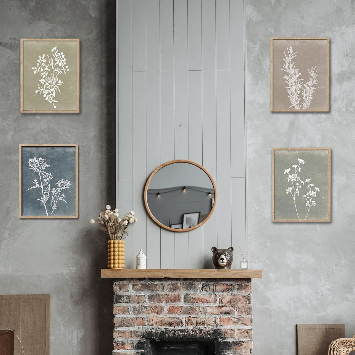 Walnut Botanical Wall Art Set of 4 Framed, 10x10 in – image 5