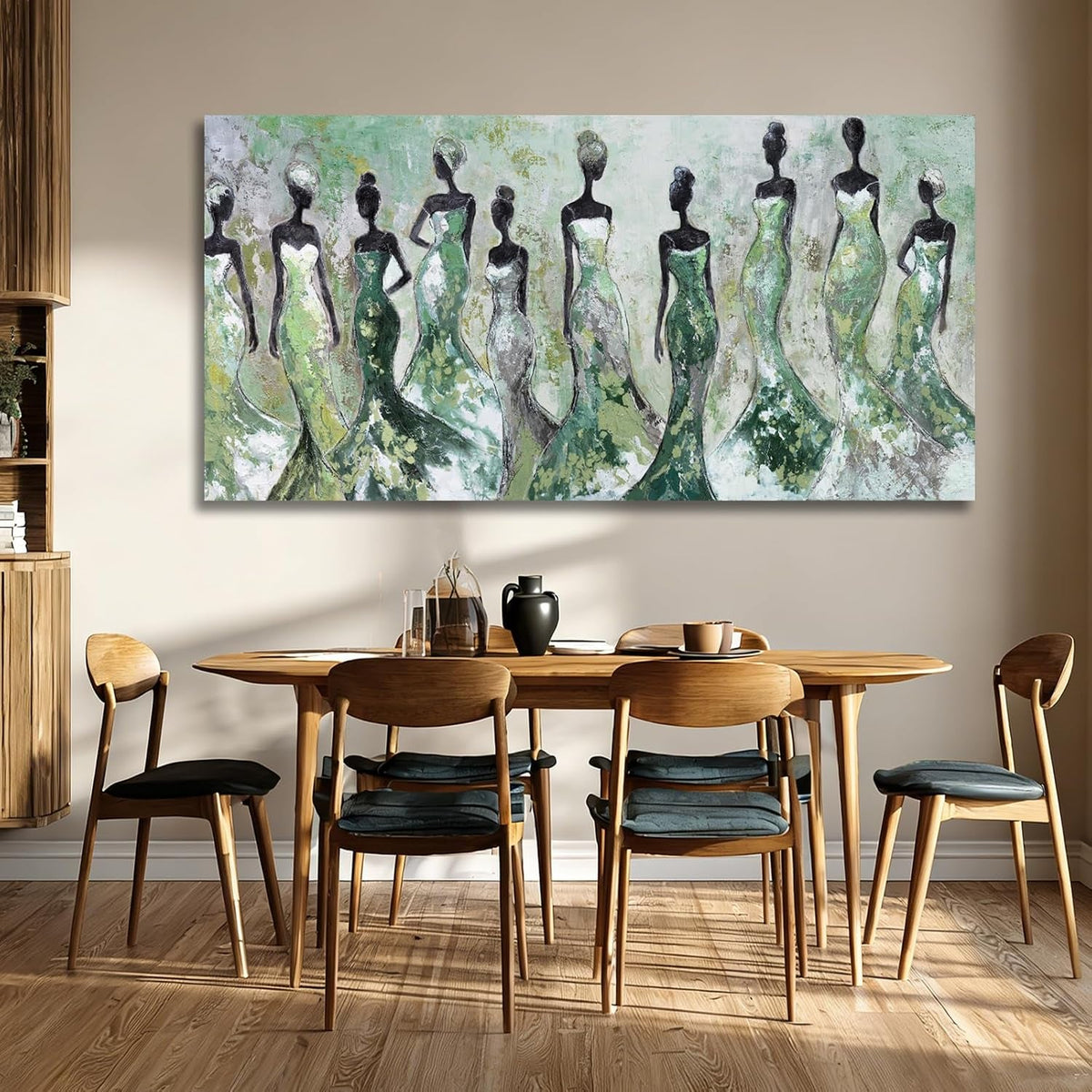 Textured Abstract Wall Art 29x58 Sage Green Canvas – image 3