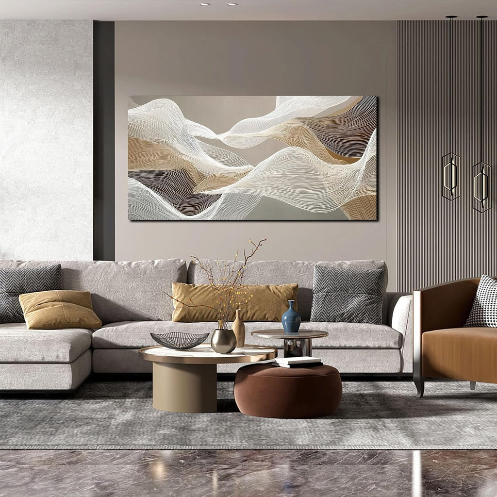 Abstract Wall Art 24x48 Beige Canvas for Living Room – image 7