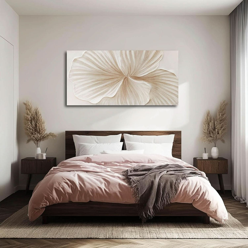 Elegance Abstract Floral Wall Art 24x48 White Gold Canvas – image 3