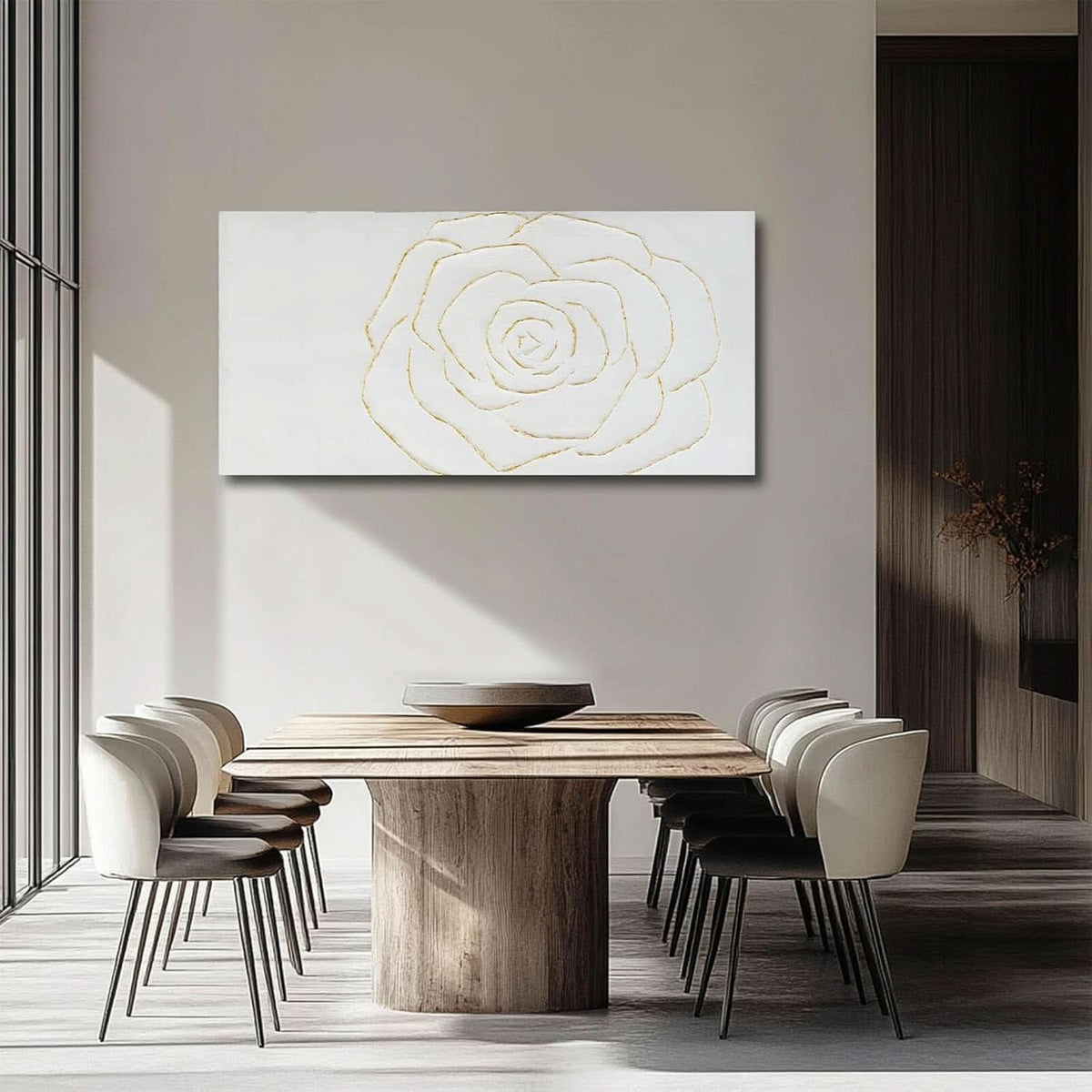 Textured Floral Wall Art 24x48 Hand-Painted Gold for Living Room – image 6