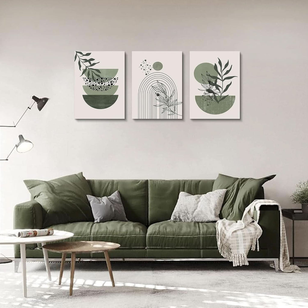 Boho Botanical Wall Art Set of 3 Framed Sage Green, 12x16 in – image 2