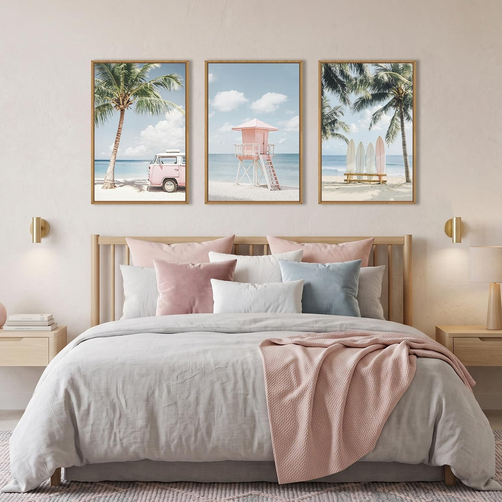 Seascape Ocean Coastal Wall Art 16x24 Framed Pink Canvas – image 5