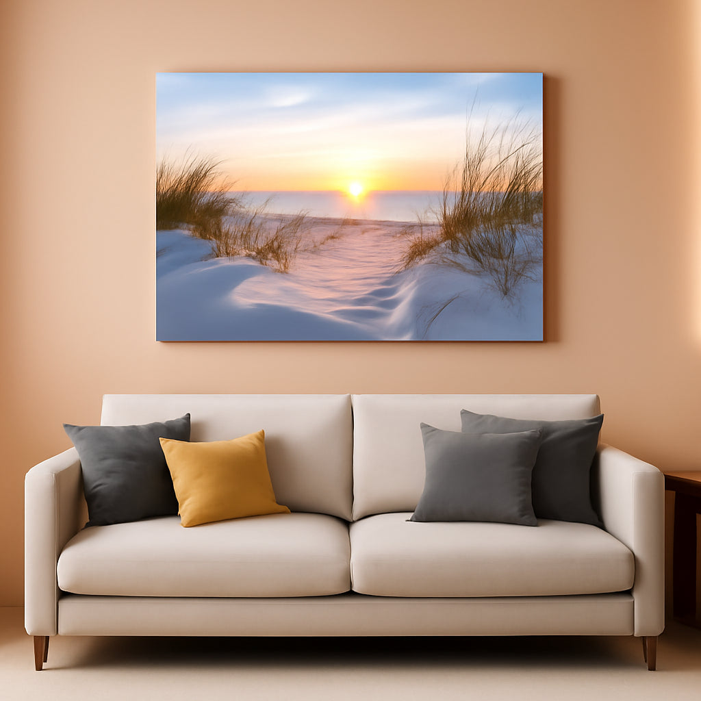 Seascape Ocean Coastal Wall Art Hand-Painted Deep Blue Canvas – main view