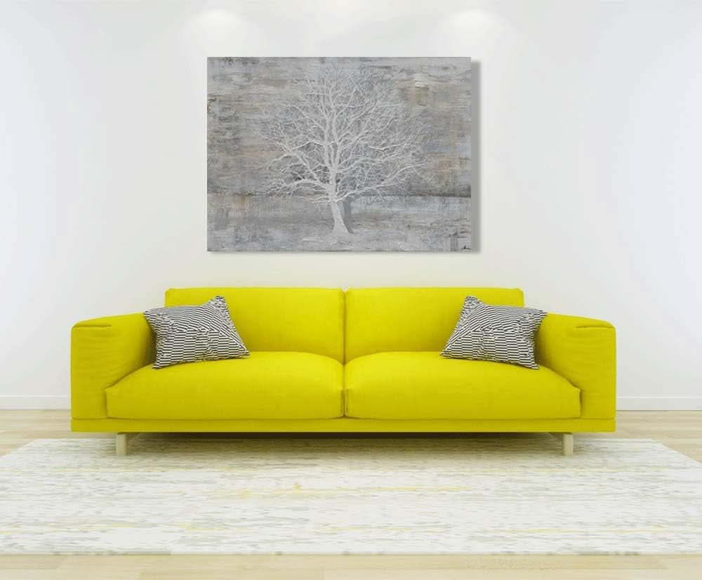 Tree of Life Textured Landscape Wall Art Hand-Painted Grey Canvas – image 5
