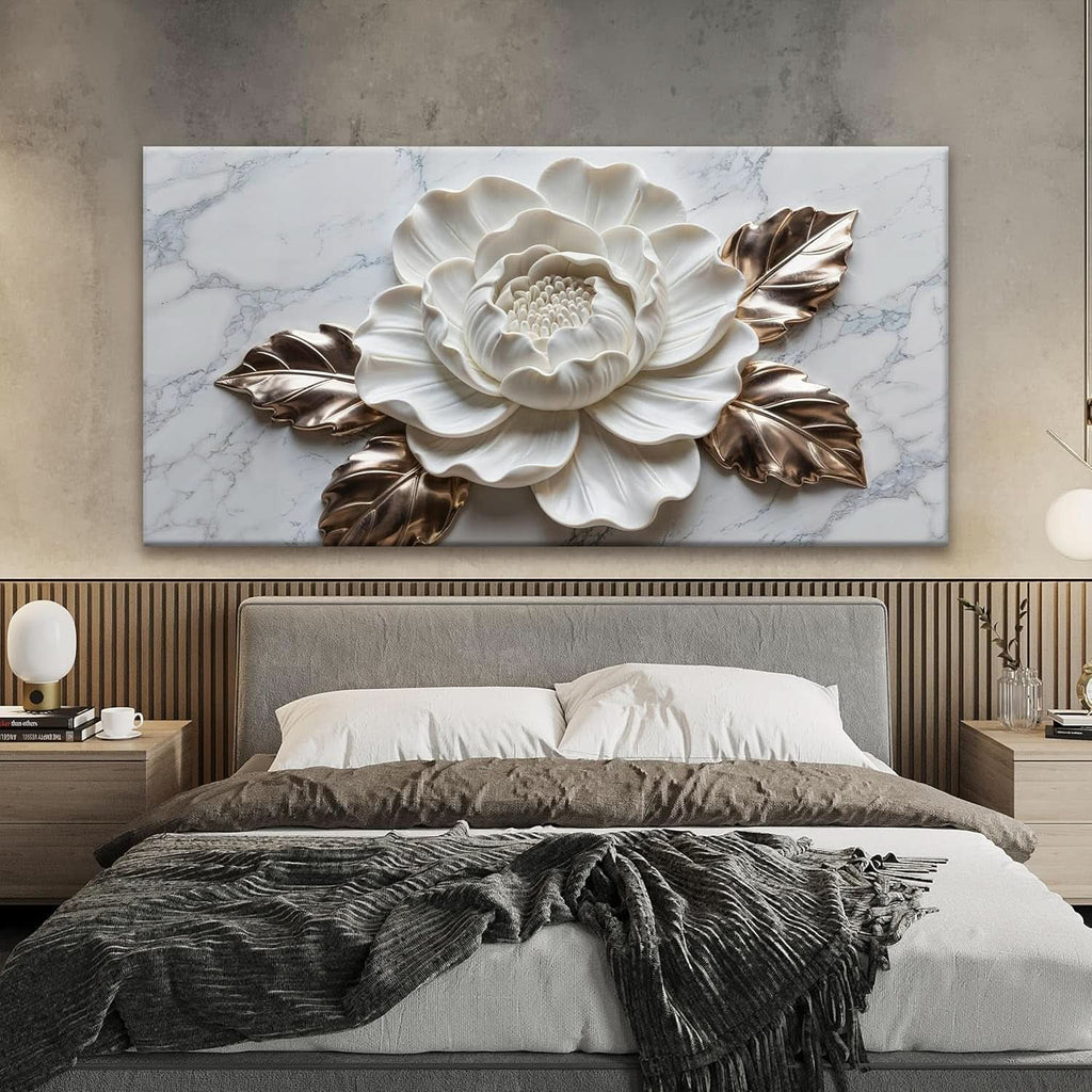 Sophi sticated Floral Wall Art 29x58 Hand-Painted White Canvas – image 3