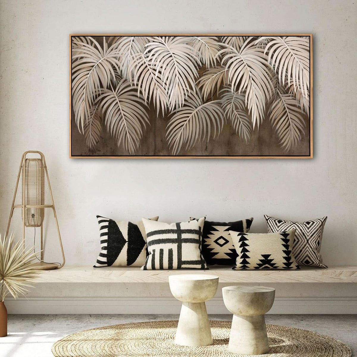 Professional Boho Wall Art 24x48 Framed Neutral Canvas – image 2