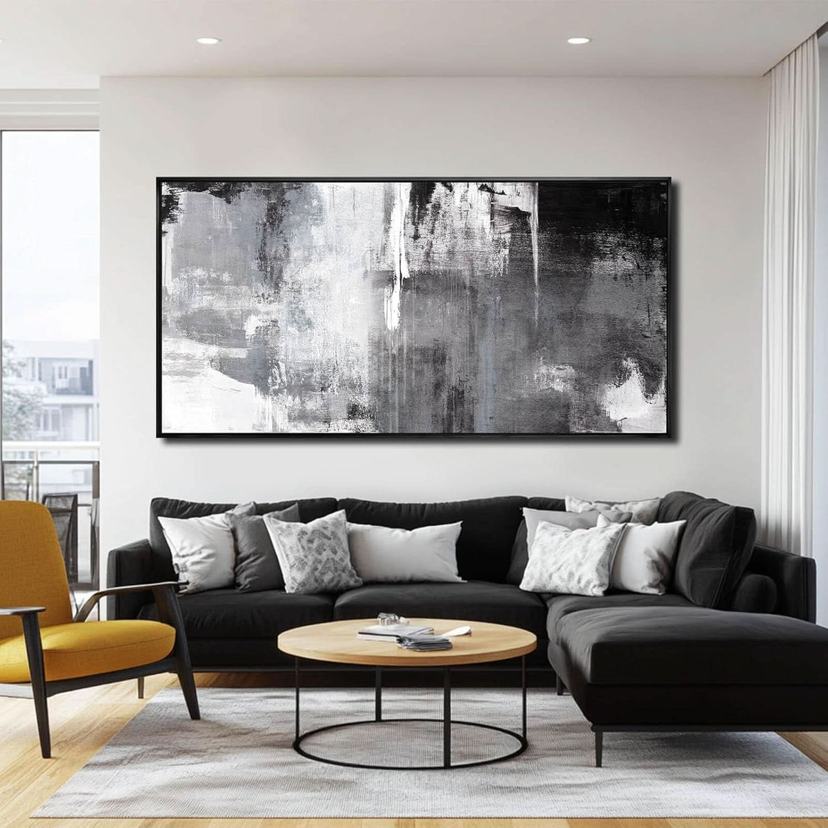 Black and White Abstract Wall Art 30x60 Canvas for Living Room – image 6