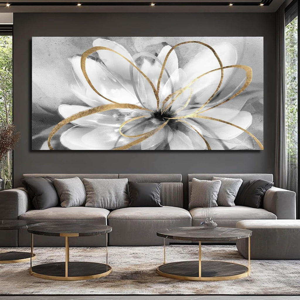 Flower Abstract Floral Wall Art 30x60 White Canvas – image 7