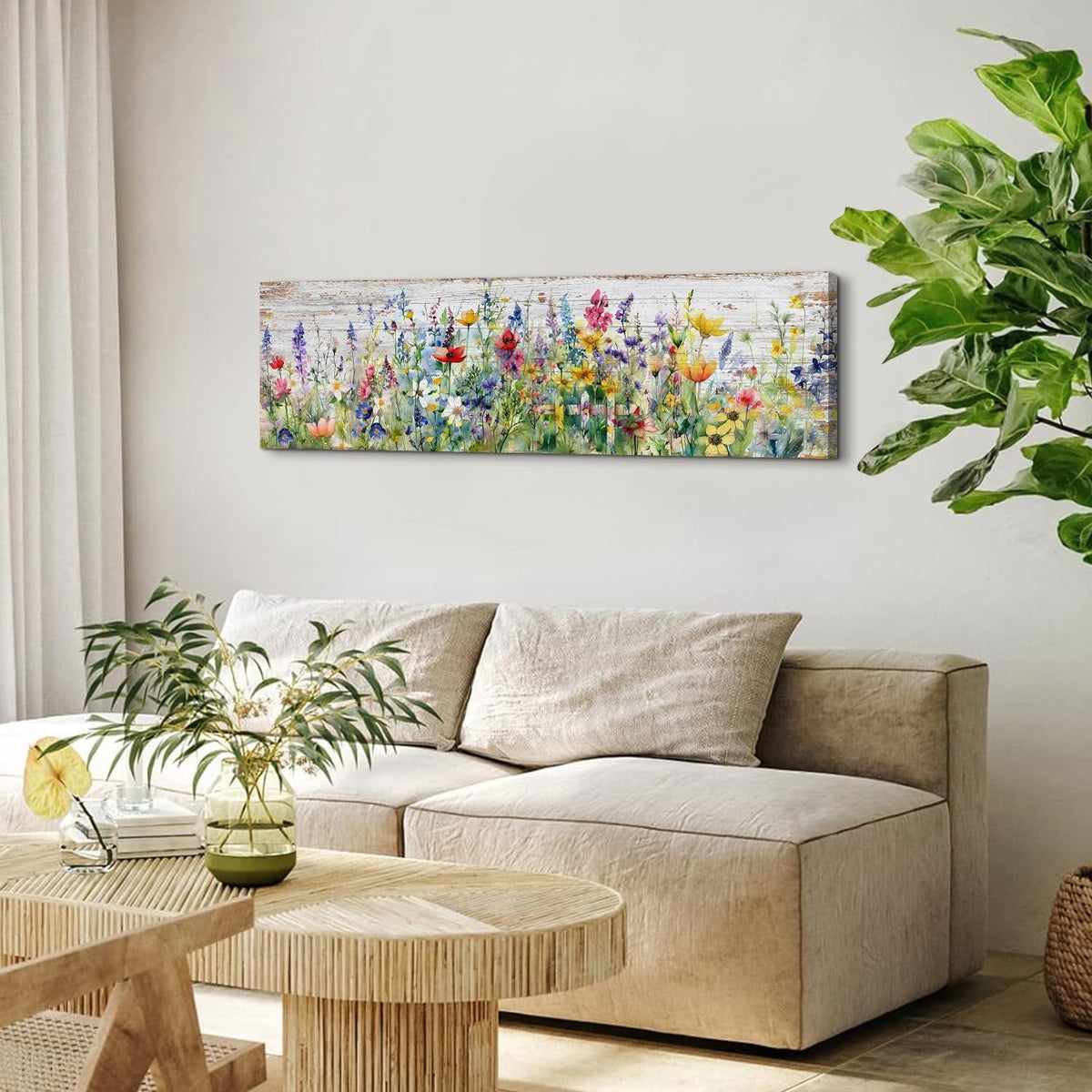Watercolor Floral Wall Art 14x48 Canvas for Living Room – image 4