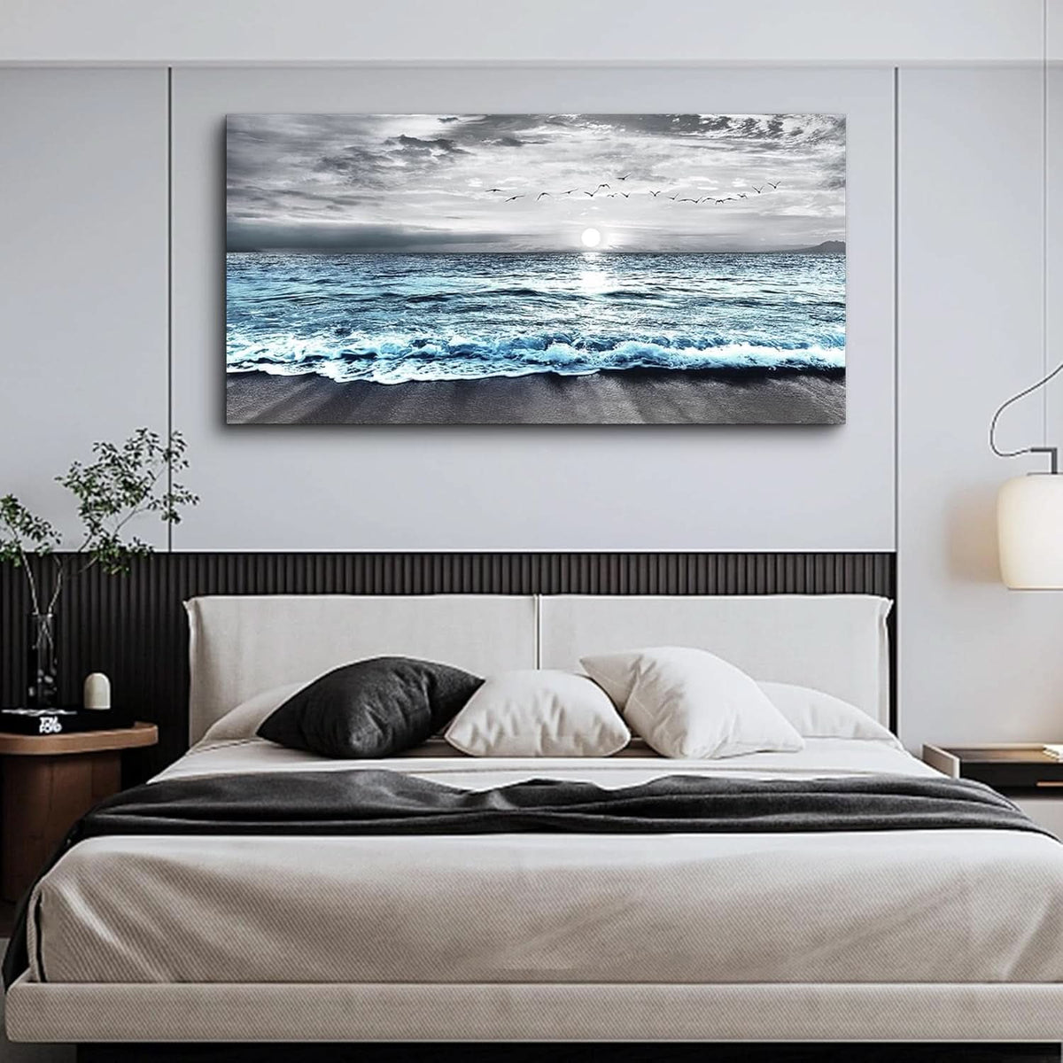 Boho Abstract Wall Art 20x40 Black and White Canvas – image 5