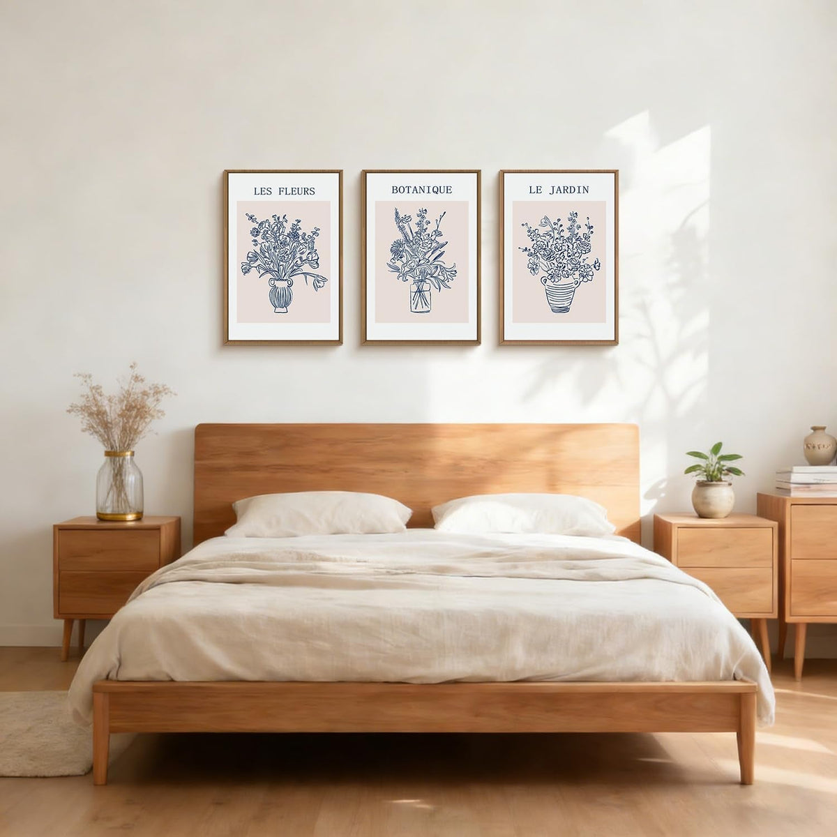 Botanical Wall Art Set of 3 Framed Navy Blue Canvas – image 5