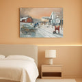 Barn Christmas Winter Landscape Wall Art Red Canvas – main view