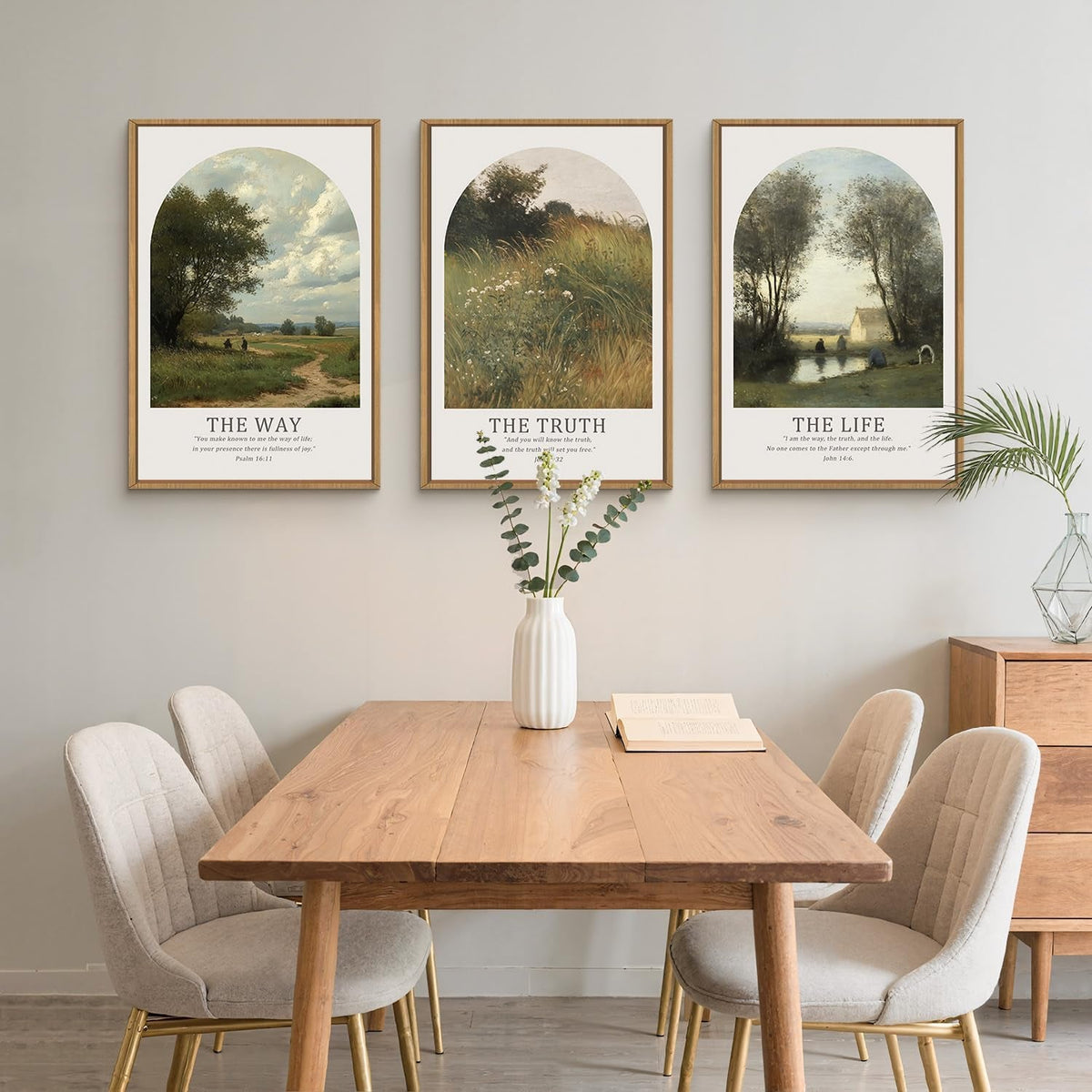 Bible Verse Christian Wall Art Set of 3 Framed Canvas, 16x24 in – image 3