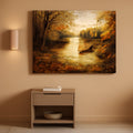 Autumn Landscape Wall Art 29x57 Gold Canvas for Living Room – main view