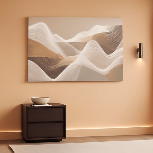 Abstract Wall Art 24x48 Beige Canvas for Living Room – main view