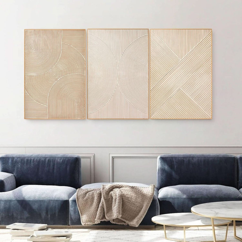 Textured Abstract Wall Art Extra Large Hand-Painted Neutral – image 5