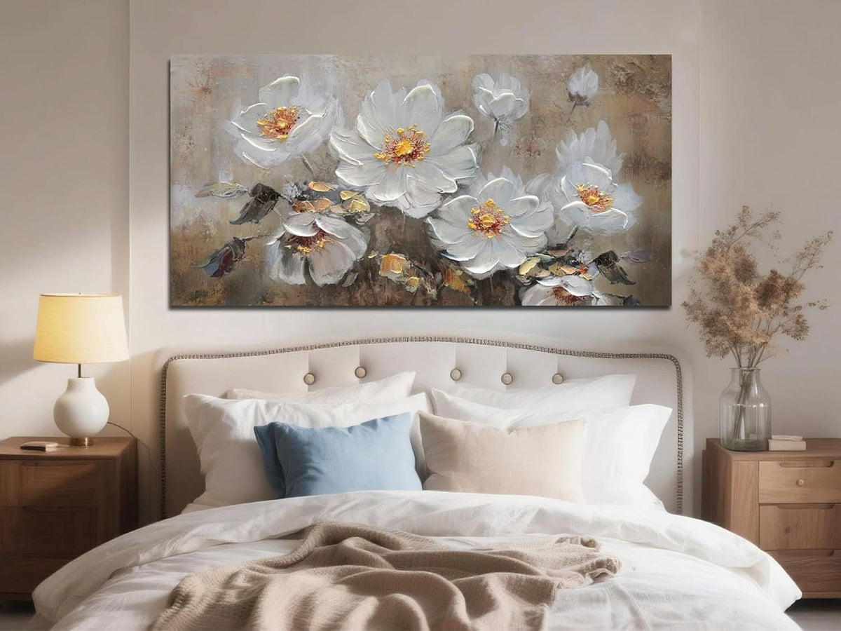 Floral Wall Art 40x20 Hand-Painted Canvas for Living Room – image 4