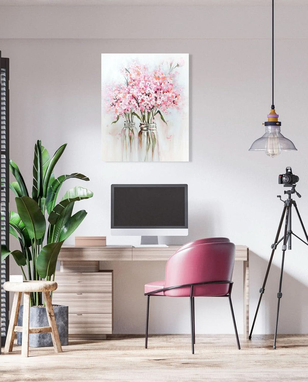 Flower Bouquet Abstract Floral Wall Art 24x30 Pink Canvas – image 6