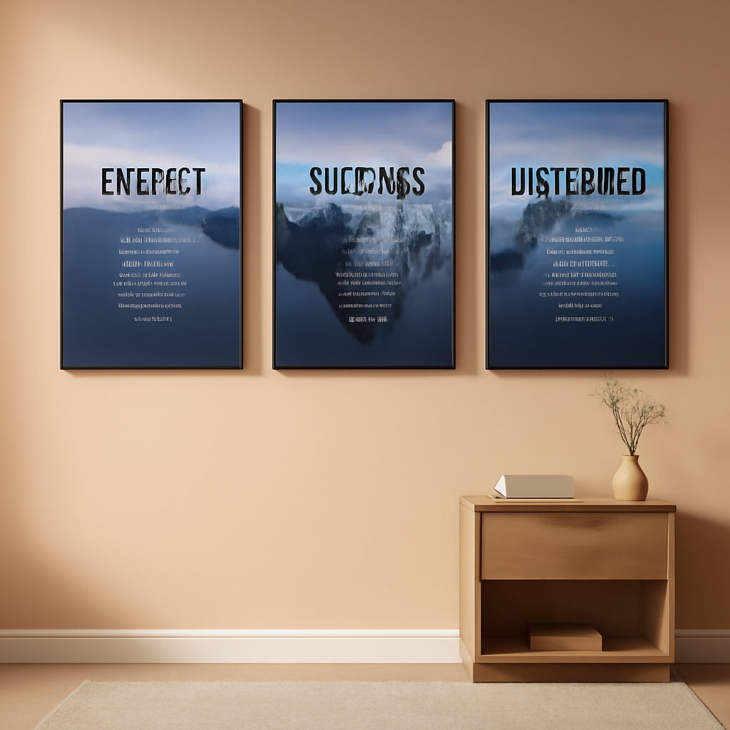 Iceberg Motivational Coastal Wall Art 16x24 Framed Navy Blue – main view