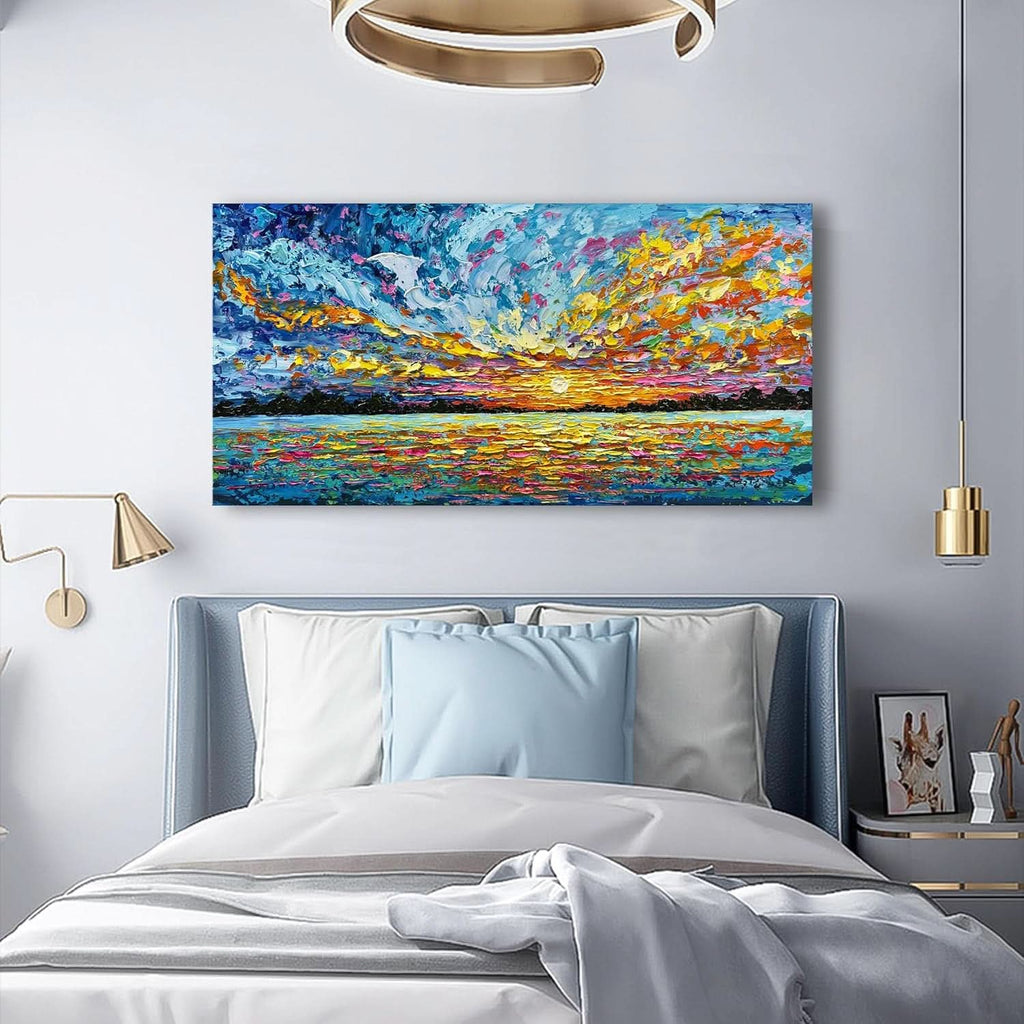 Seascape Sunrise Coastal Wall Art 30x60 Hand-Painted Canvas – image 7