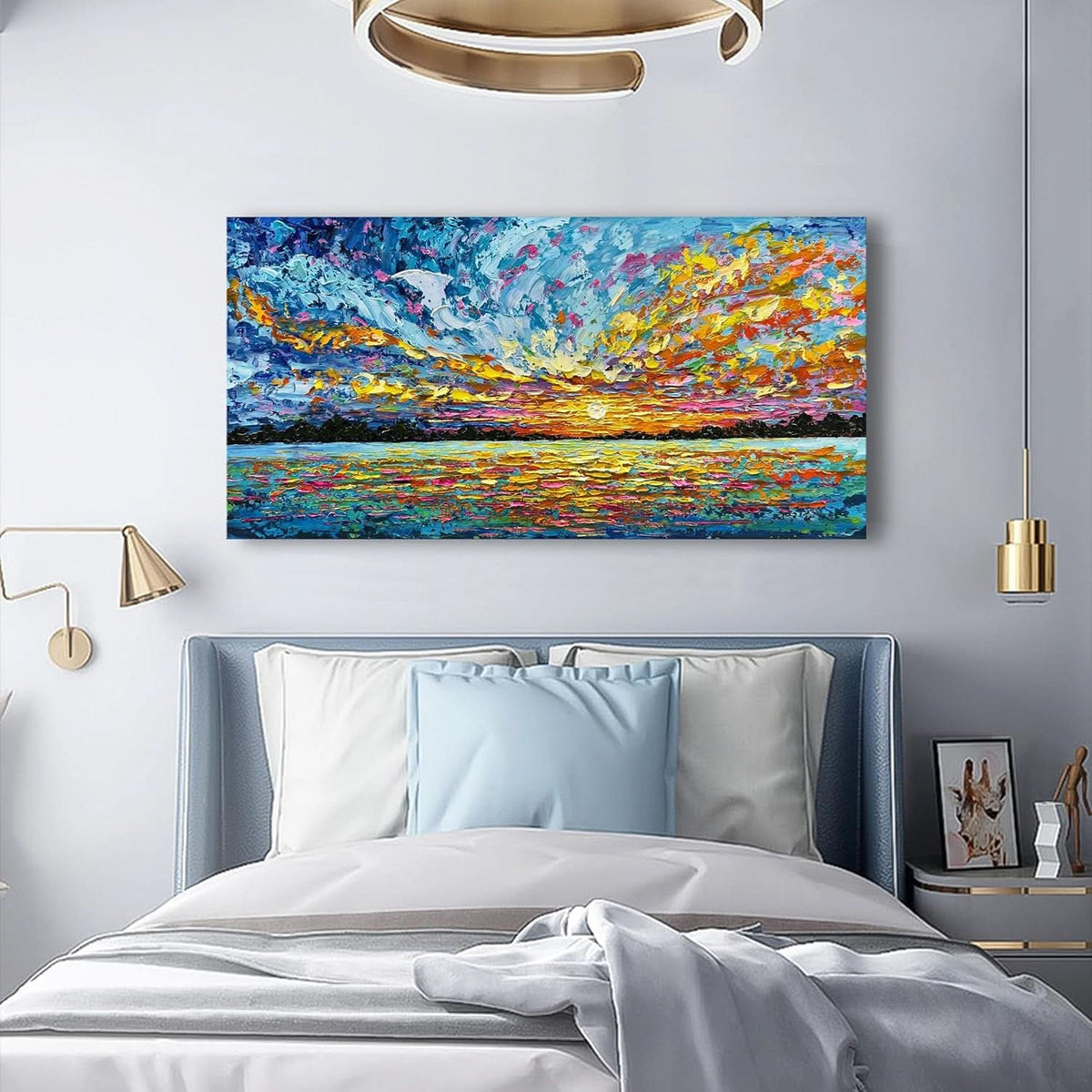 Seascape Sunrise Coastal Wall Art 30x60 Hand-Painted Canvas – image 7