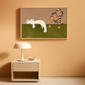 Cat Wall Art 24x36 Framed Green Canvas for Bedroom – main view