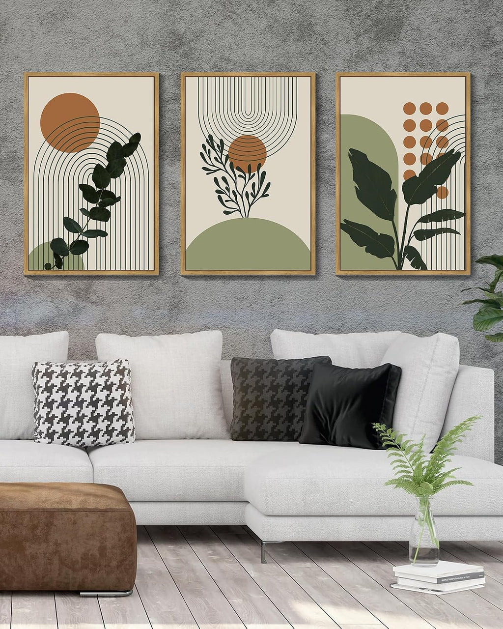 Boho Botanical Wall Art 24x36 Framed Green Canvas for Living Room – image 5