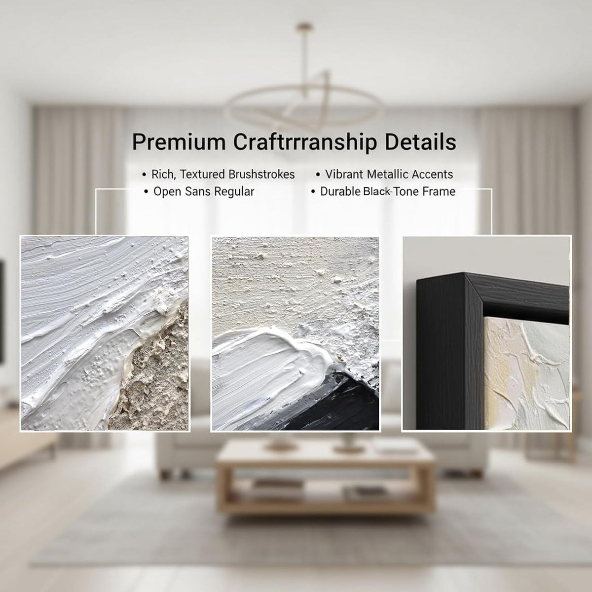Black and White Coastal Wall Art 32x48 Hand-Painted Framed – image 2