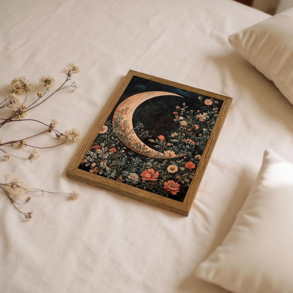 Moon Midnight Celestial Floral Wall Art 8x10 Prints – image 5
