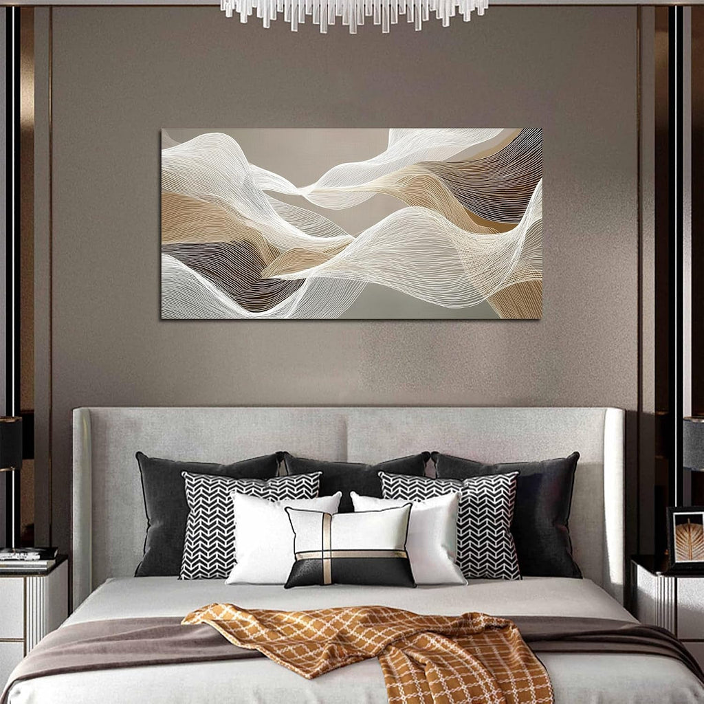 Abstract Wall Art 24x48 Beige Canvas for Living Room – image 4