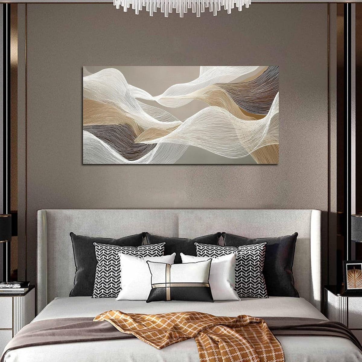 Abstract Wall Art 24x48 Beige Canvas for Living Room – image 4