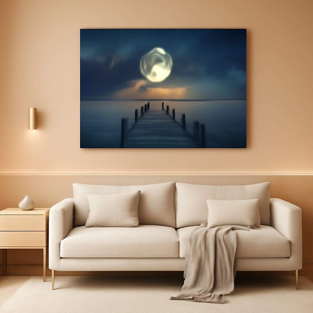 Seascape Coastal Wall Art 20x40 Blue Canvas for Living Room – main view