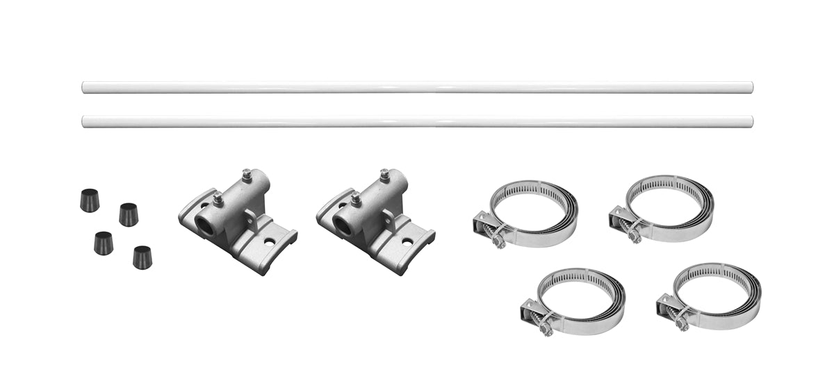 Street pole banner hardware kit with rods, brackets and bands