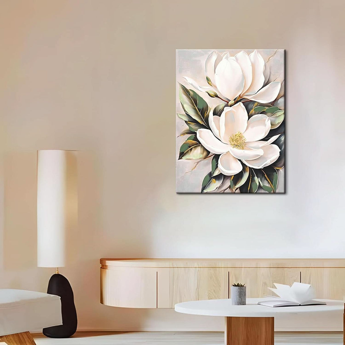 Flower Floral Wall Art 24x32 White Canvas for Living Room – image 5
