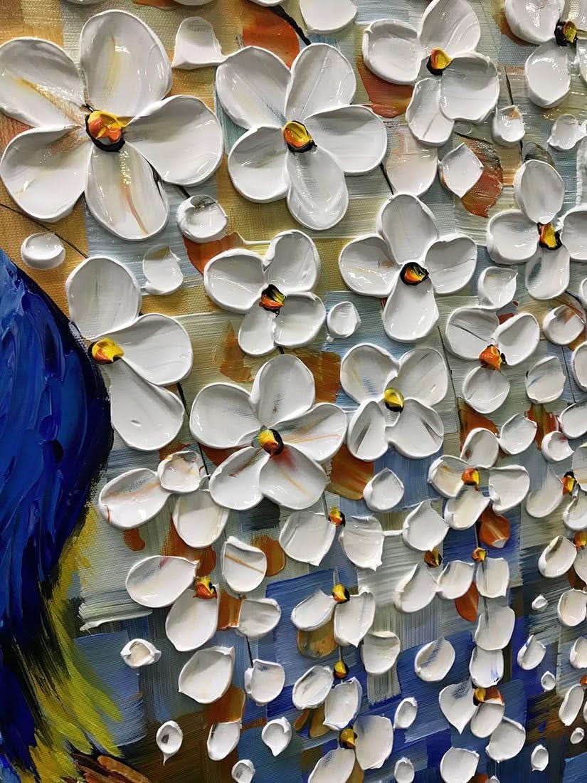 Peacock Feathered Wall Art 24x48 Hand-Painted Framed Canvas – image 4