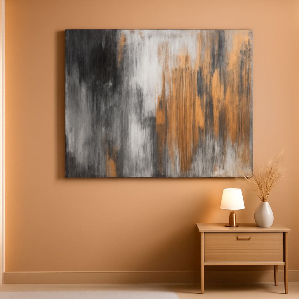 Midnight Onyx Textured Abstract Wall Art 30x60 Canvas – main view