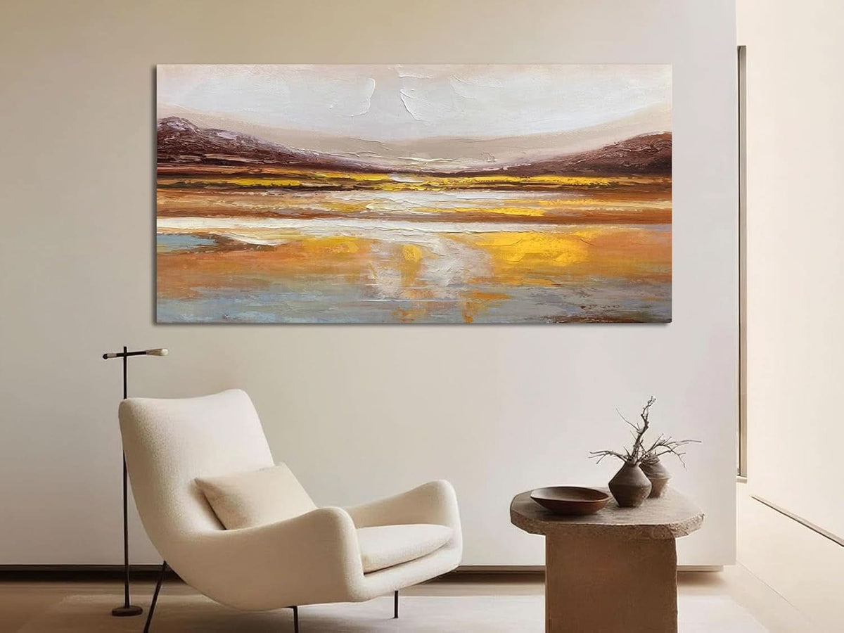 Warm Earth Abstract Wall Art 58x29 Canvas for Living Room – image 5