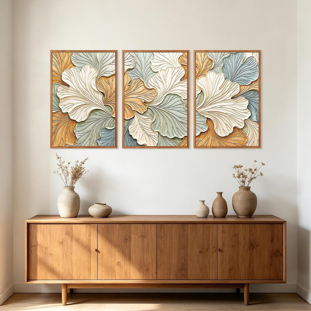 Earth Tone 3D Botanical Wall Art Framed Canvas for Living Room – image 5